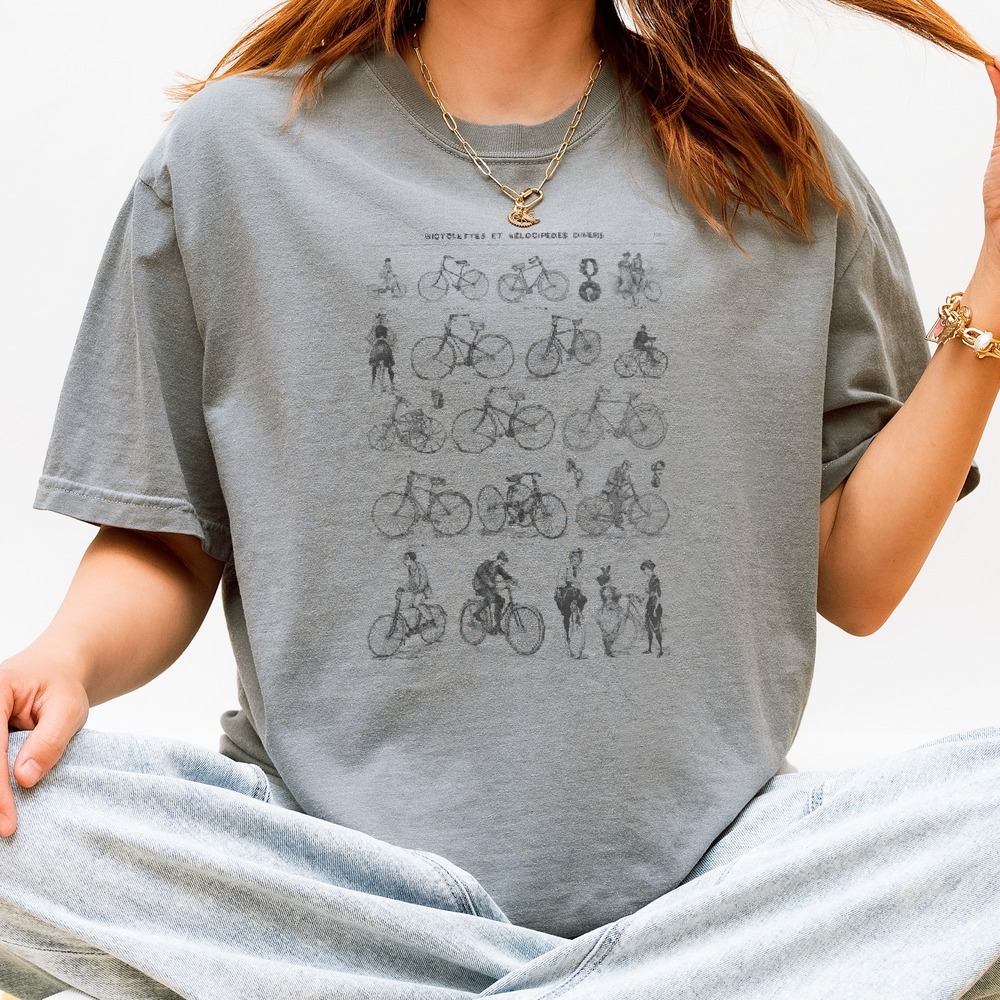 Vintage Bicycle Catalog Graphic Tee Retro Technical Illustration
